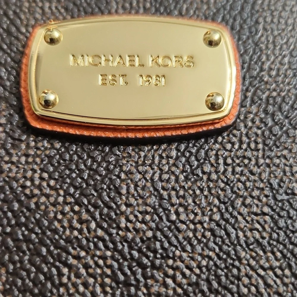 Michael Kors Jet Set Small Brown Tangerine Coinpouch w ID Holder Wallet
